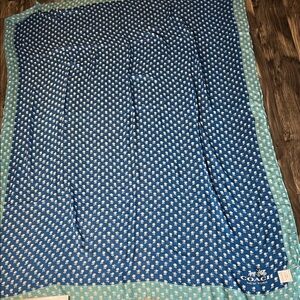 Coach Navy Blue Floral wrap with Mint Border